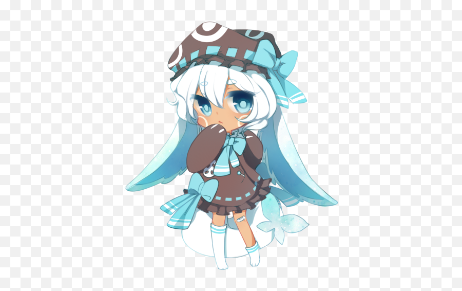 Chibi Kawaii Cute Anime Girl White - Fictional Character Emoji,Dark Skin Girl Emoji