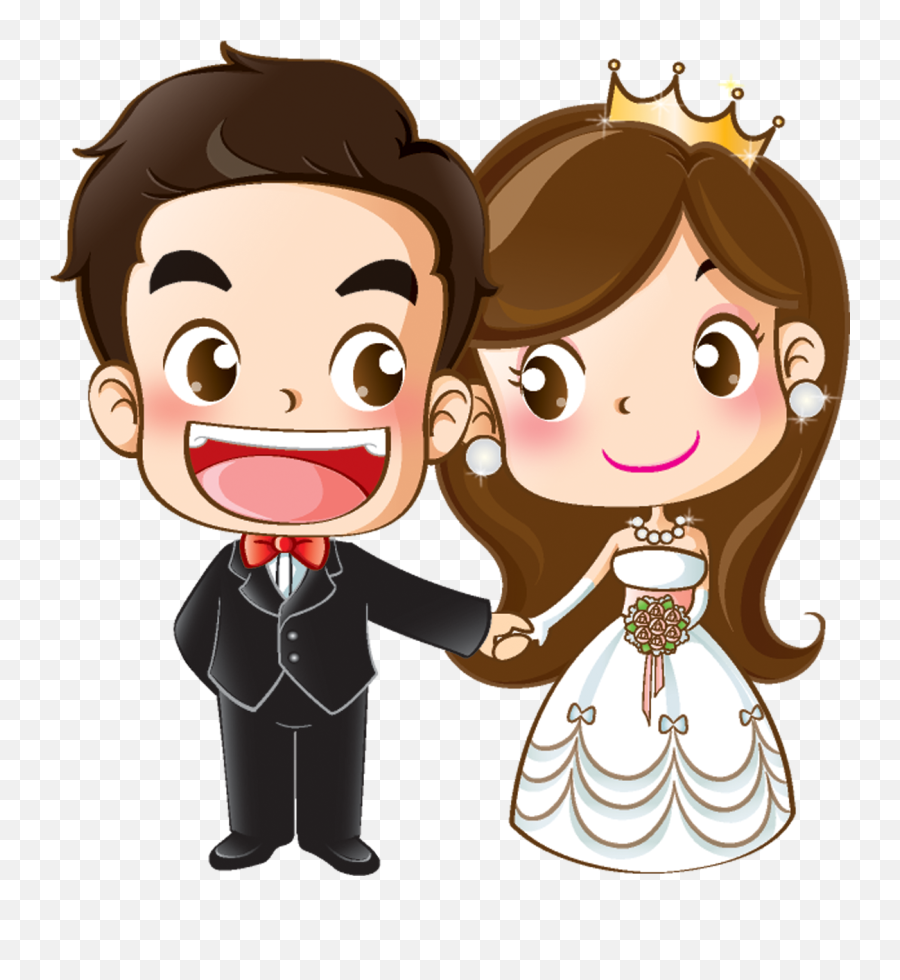 Download And Groom Wedding Cartoon - Marriage Cartoon Emoji,Facebook Married Emoticon