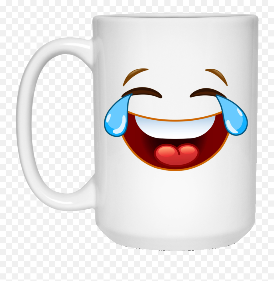 Laughing Crying Tears Of Joy Emoji 15 Oz White Mug - Ovarian Cancer Survivor Teal Ribbon,Laughing Tears Emoji