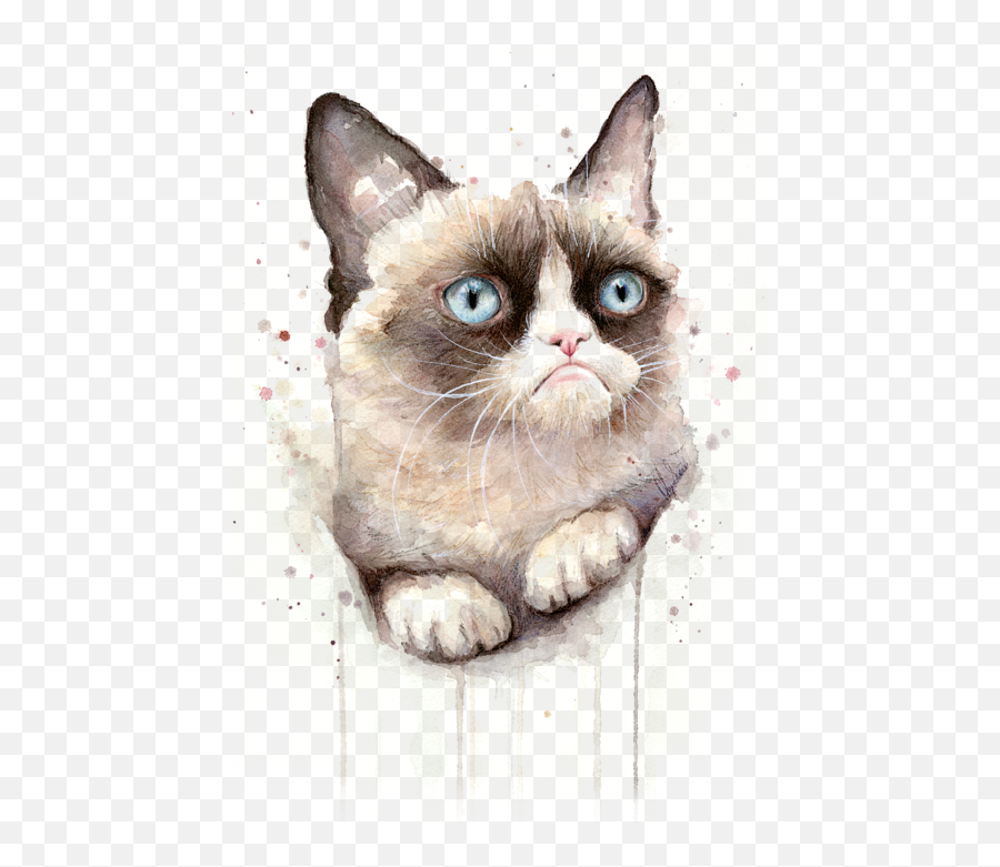 Grumpy Cat Watercolor Coffee Mug For - Grumpy Cat Watercolor Emoji,Grumpy Cat Emotion Poster