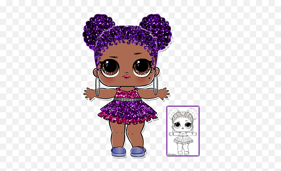 Download Purple Queen Lol Doll Coloring Page - Lol Surprise Emoji,Cartoon Emojis Coloring Pages