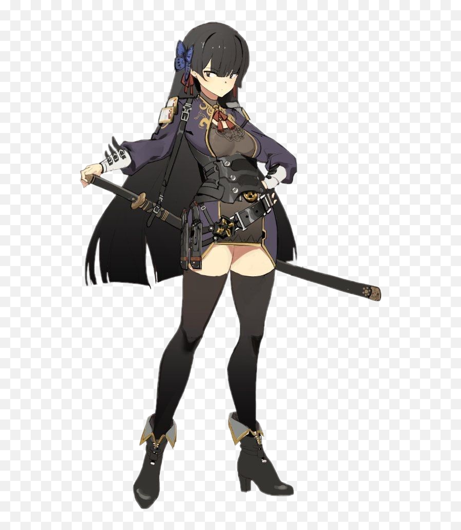 Anime Animegirl Samurai Sticker - Black Haired Anime Girl With Sword Emoji,Samurai Sword Emoji