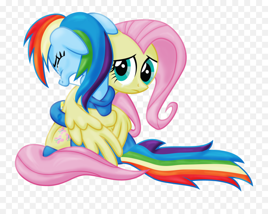 Comfort Clipart Sad Friend - Fluttershy And Rainbow Dash Sad Rainbow Dash And Fluttershy Sad Emoji,My Little Pony Emoticon
