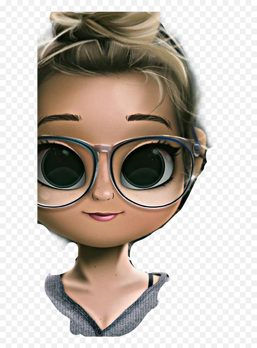 Blond Blonde Glasses Bigeyes Sticker - Dollify Wallpaper Phone Emoji,Girl With Glasses Emoji