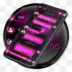 Updated Sms Theme Sphere Pink - Dark Chat Text Message Portable Emoji,Bugdroid Emoticon Gosms Download