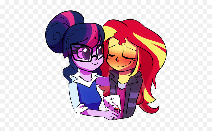 2671177 - Safe Artistlittletweenframes Scitwi Sunset Equestria Girls Sciset Emoji,Watch 