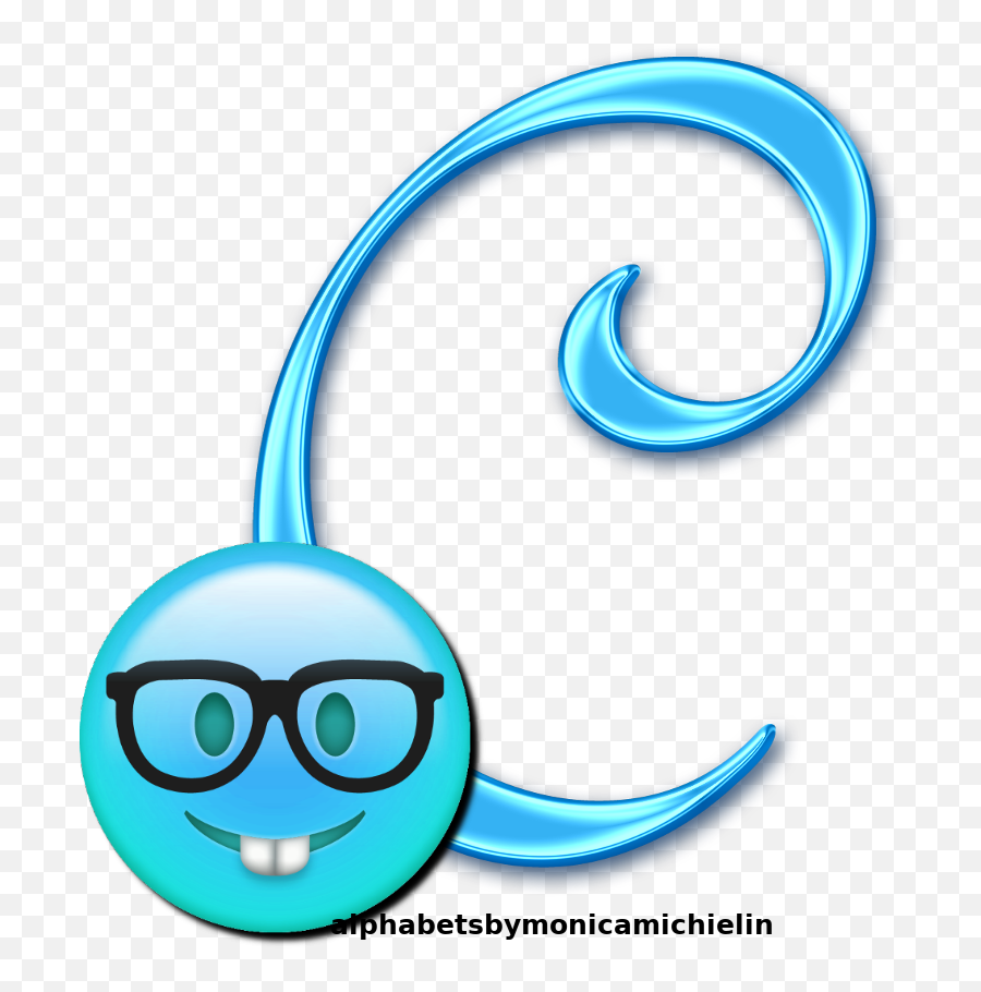 Monica Michielin Alphabets Light Blue Smile Emoticon Emoji,Emoji C: