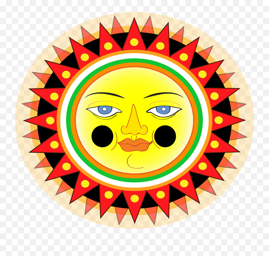 Sun Face With Scalloped Border Clipart - Tangent 5 Bolt Chainring Blue Emoji,Hot And Sweaty Emoji