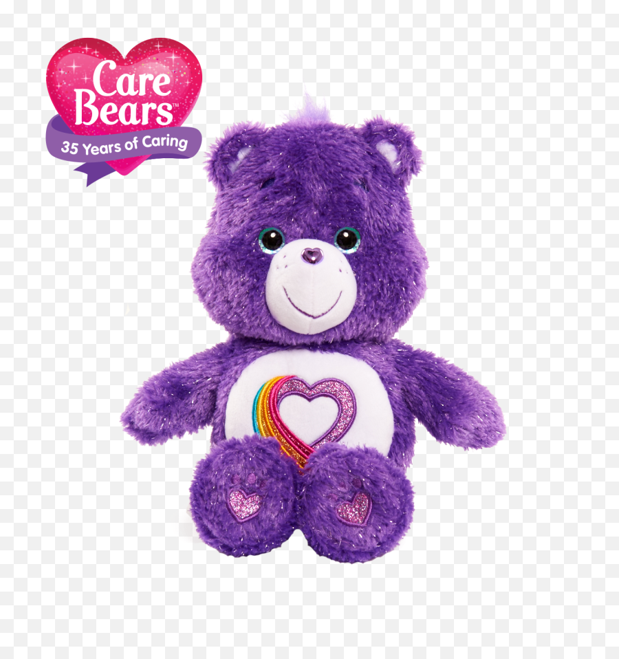 Great Gift Ideas For Kids Of All Ages This Holiday Season - Purple Care Bear With Rainbow Heart Emoji,Emoji Party Favor Ideas
