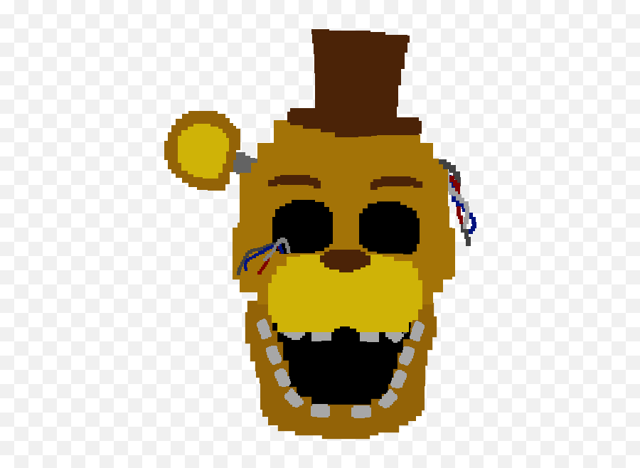 8 - Bit Withered Golden Freddy Head Fivenightsatfreddys Fnaf 2 Withered Golden Freddy Drawing Emoji,Head On Fire Emoticon