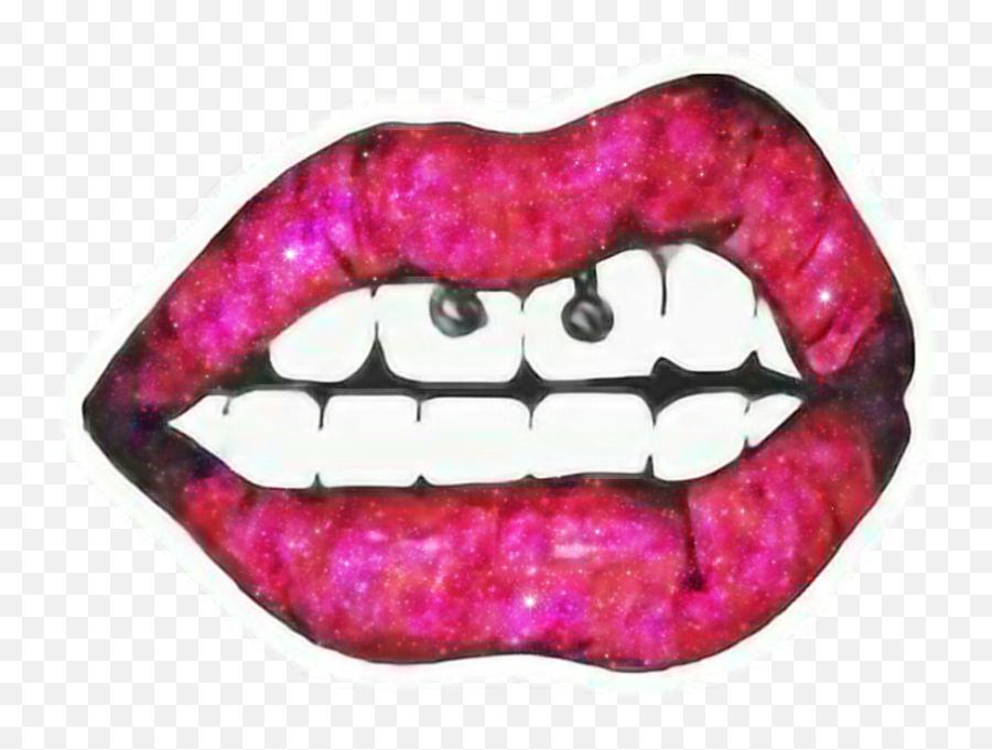 Boca Piercing Vermelho Tumblr Sticker - Smiley Piercing Drawing Emoji,Pierced Tongue Emoji