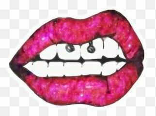 Boca Piercing Vermelho Tumblr Sticker - Smiley Piercing Drawing Emoji,Pierced Tongue Emoji