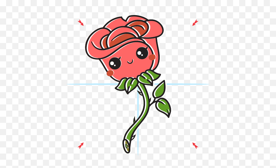 How To Draw A Rose - Kawaii Red Rose Drawing Easy Emoji,Easy Kawaii Cute Drawings Your Emotion