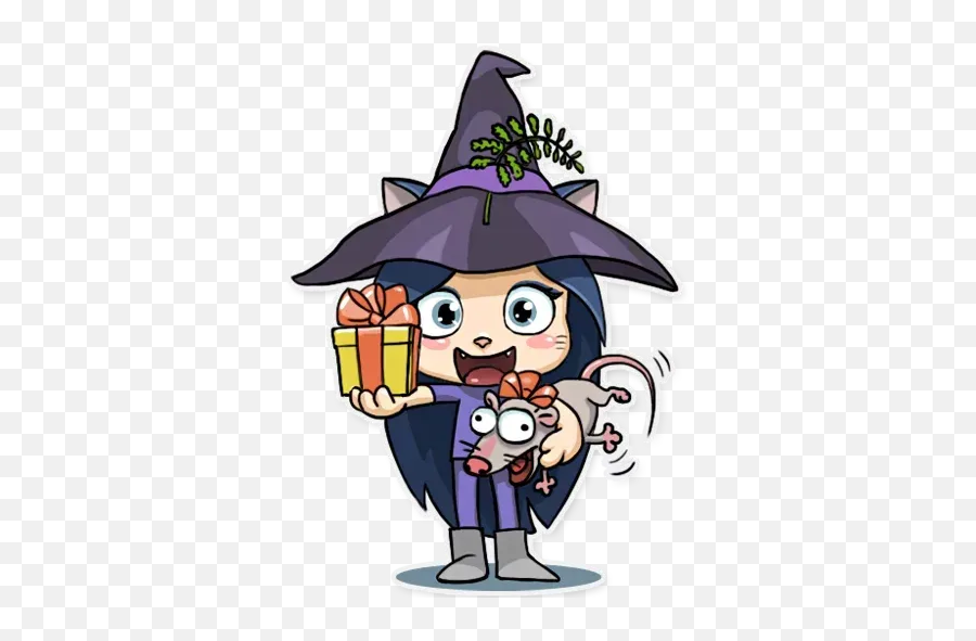 Kitty The Witch Sticker Pack - Stickers Cloud Emoji,Witch Hat Emojis