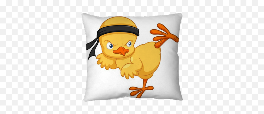 Illustration Of Cartoon Chick Karate Kick Pillow Cover U2022 Pixers Emoji,Chick Emoticon Whatsapp Cushion
