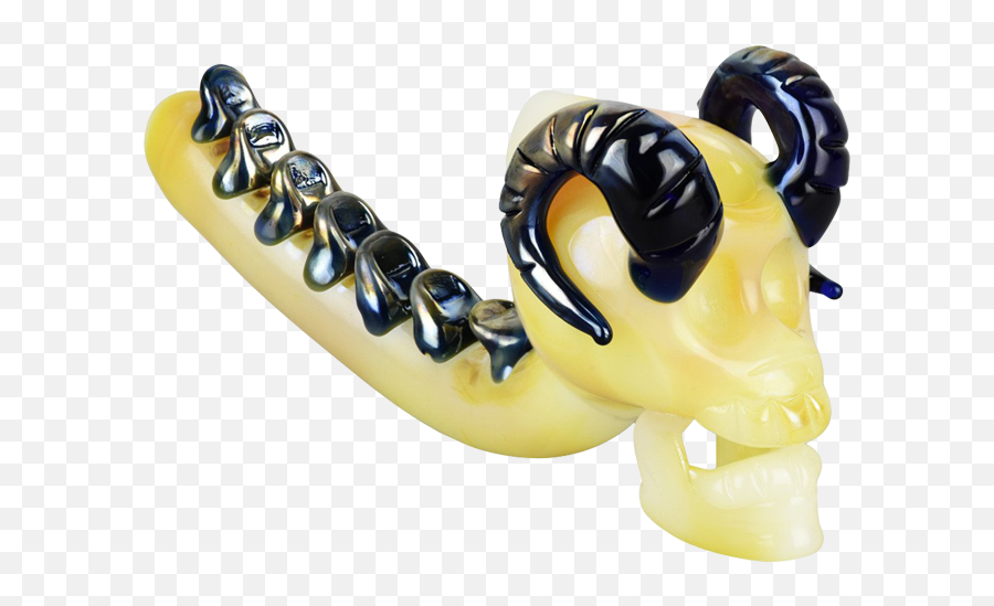 The Reaper Horned Skull Backbone Glass Pipe - Animal Figure Emoji,Grim Reaper Emoji