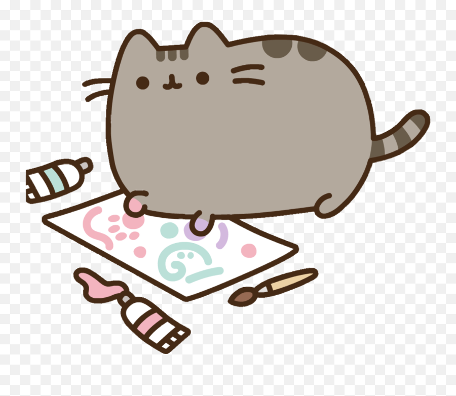 Pusheen Paint Cute Sticker By Pusheen Cat Forever - Gacha Club Edits Kawaii Emoji,Pusheen The Cat Emoji