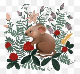 Mouse In Flowers Clipart - Animal Figure Emoji,Mouse Bunny Bear Emoji