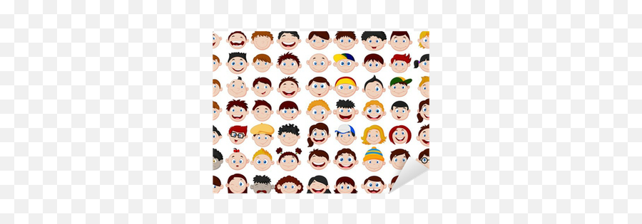 Set Of Cartoon Children Head Sticker - Cute Cartoon Kids Heads Emoji,Pirate Face Cartoon Emotions