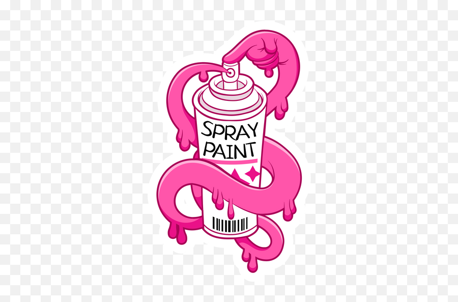 Pink Spray Paint Hand Sticker - Language Emoji,Spray Paint Emoji