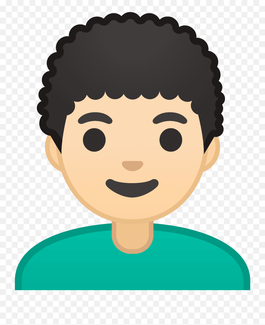 Light Skin Tone Curly Hair Emoji - Boy Curly Black Hair Clipart,Hair Emoji