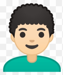 Light Skin Tone Curly Hair Emoji - Boy Curly Black Hair Clipart,Hair Emoji