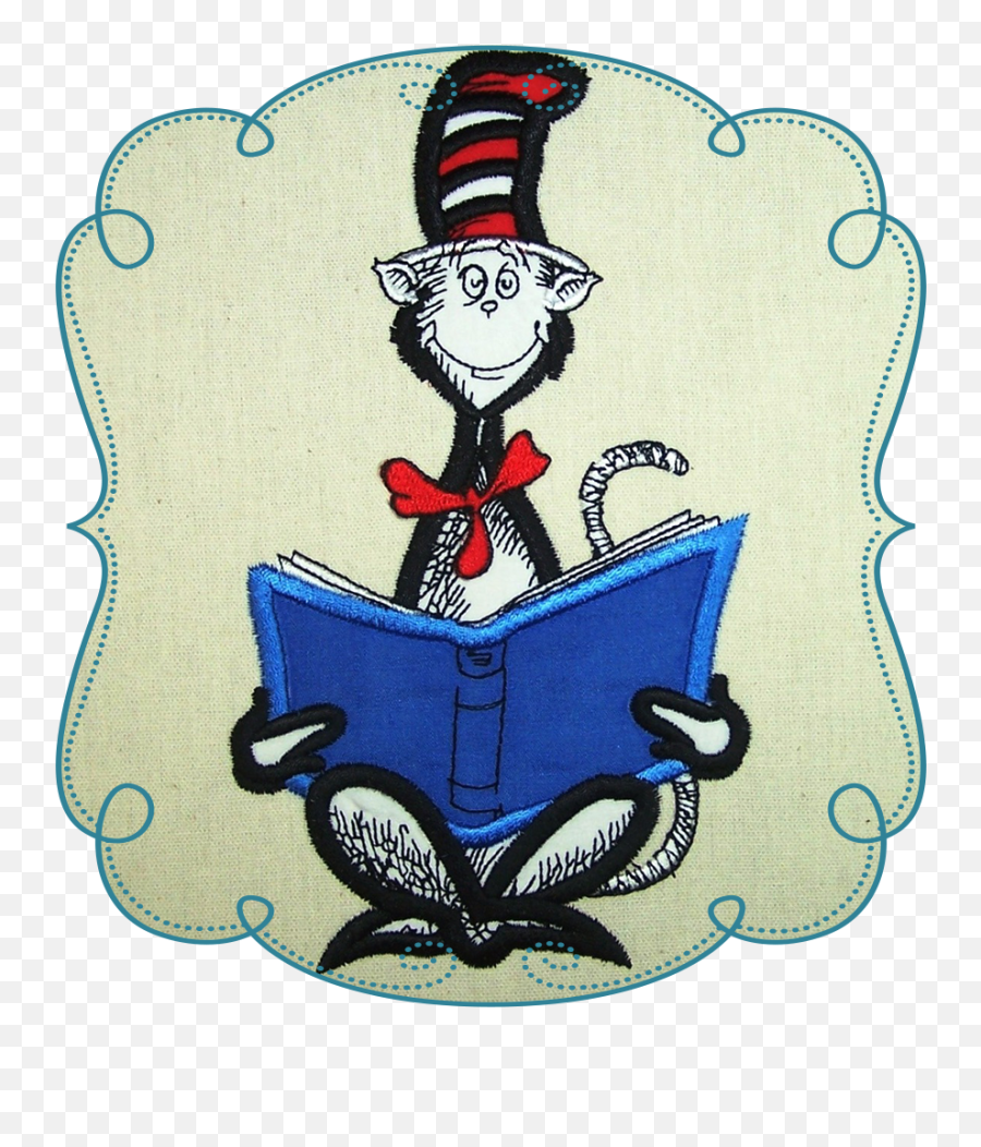 Dr Seuss Cat In The Hat Reading Book - Cat In The Hat Reading Clipart Emoji,Machine Embroidery Pattern Emotion