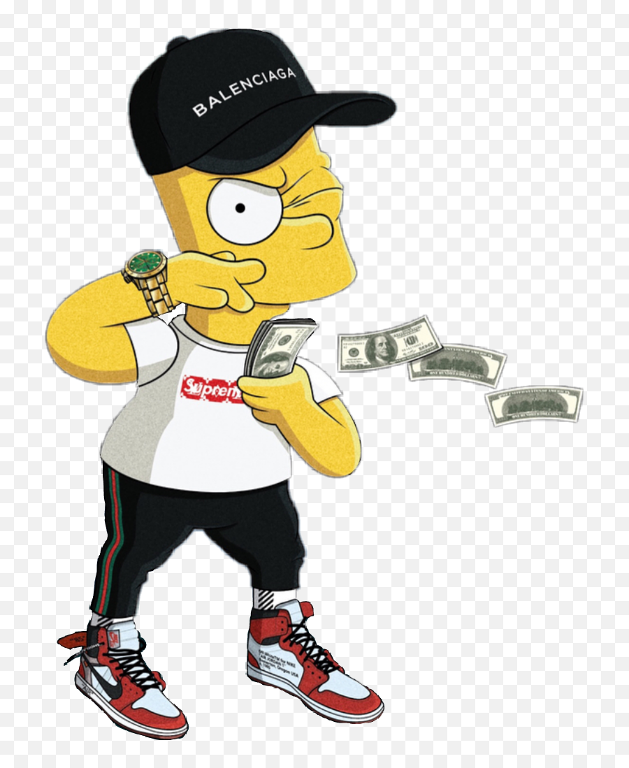 Bart Supreme Money Trap Rich Sticker - Bart Simpson Supreme Emoji,Find The Emoji Rolex