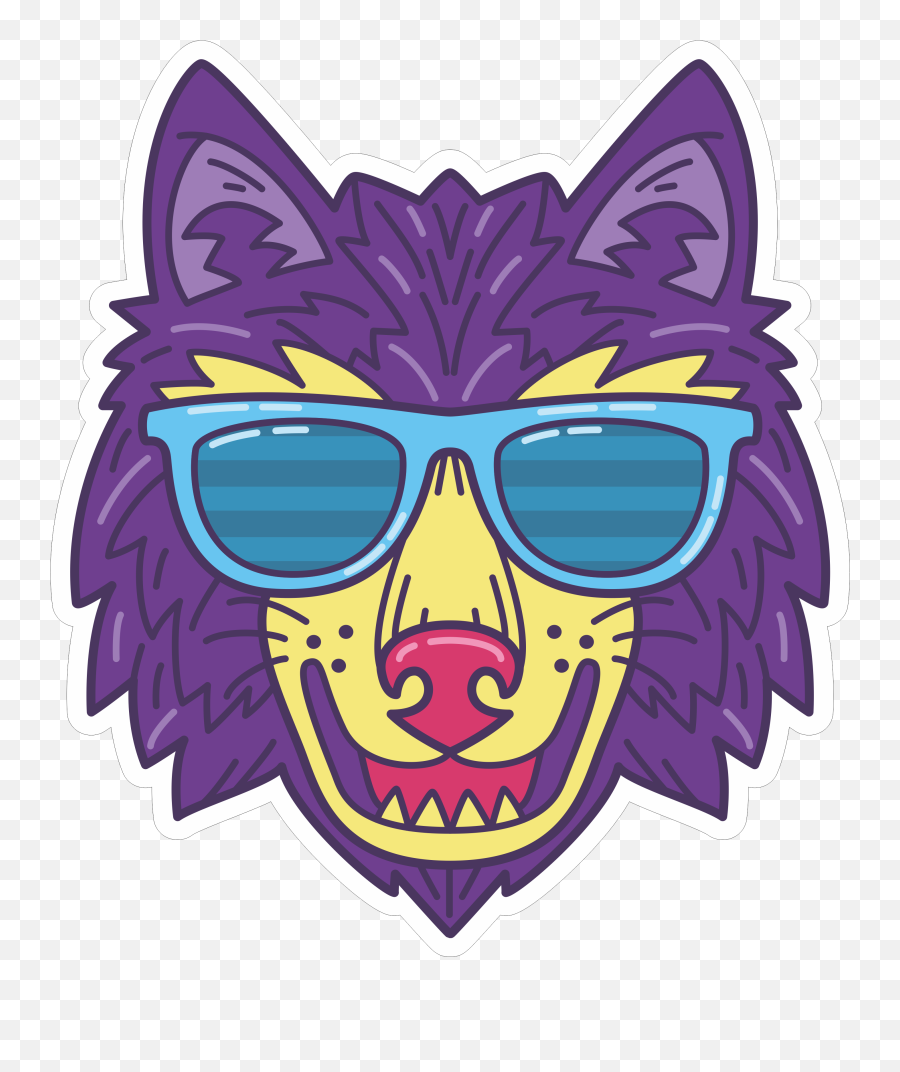 Purple Wolf Sticker Clipart - Full Size Clipart 2309164 Girly Emoji,Hot Rod Emoji