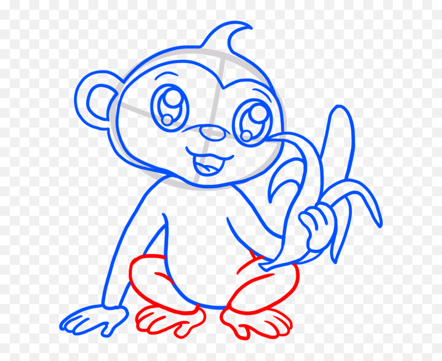 Draw A Monkey Face Step By Step Easy - Draw A Cute Monkey Steps Emoji,How To Draw The Monkey Emoji