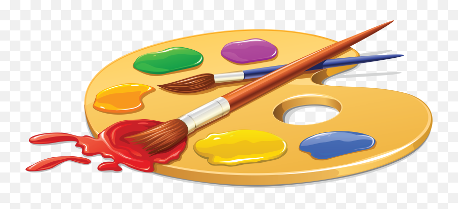Palette Painting Brush Clip Art - Art Palette With Paint Dibujos De Acuarelas Con Pincel Emoji,Paint Pallete Emoji