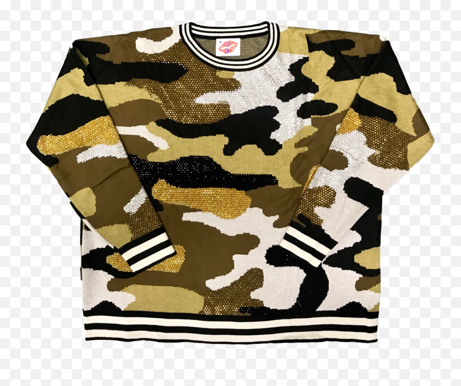 Black And Gold Camo Sweater - Long Sleeve Emoji,Camouflage Emoticon