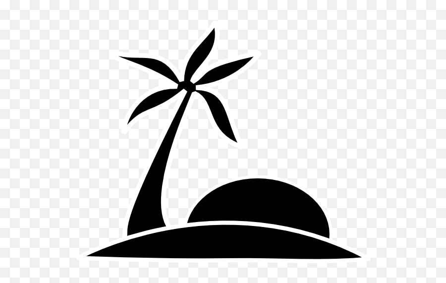Beach Palm Tree Clip Art - Clip Art Library Beach Clipart Black And White Png Emoji,Emoticon Palmera Facebook