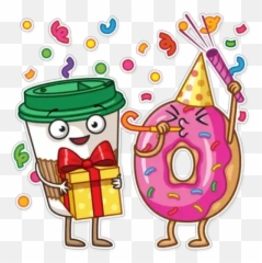 Donut And Coffee Sticker Für Whatsapp Emoji,Emoticon Huevos Groseria