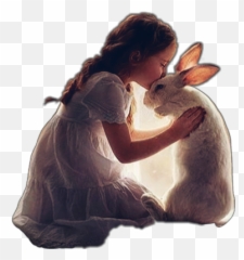 Girl Bunny Sitting Kissing Sticker By - Girl Kissing Rabbit Emoji,Bunny Kiss Gif Emojis