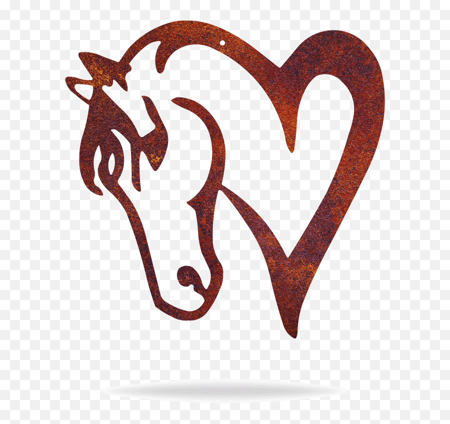 Horse Heart Sign - Horse Head Horse Heart Silhouette Metal Laser Cut Wall Décor Emoji,Emotion Reason Like Two Horses Pulling Same Cart