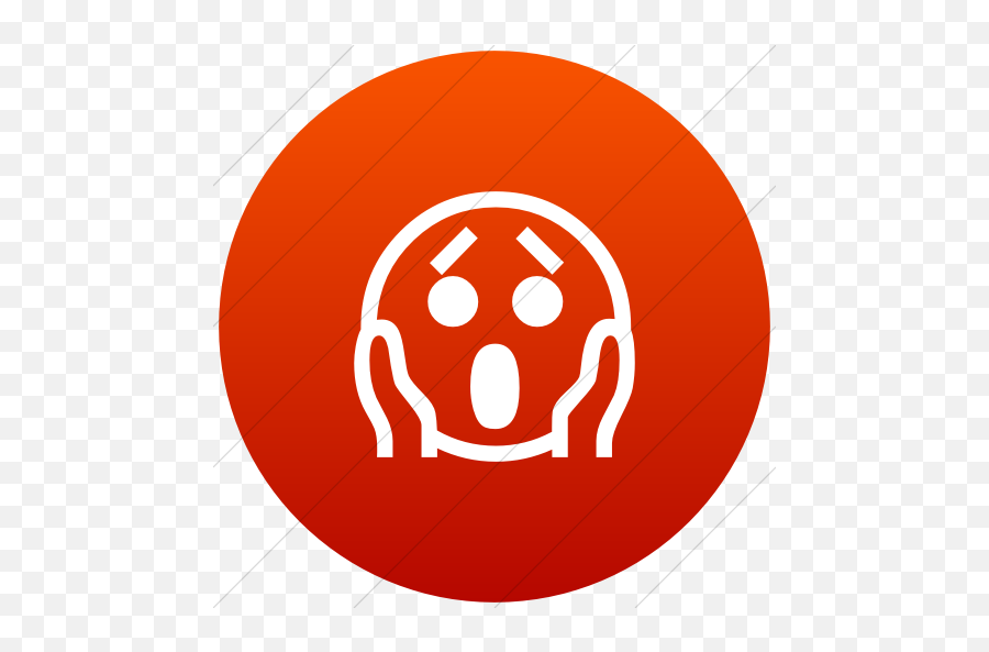 Iconsetc Flat Circle White On Red Gradient Classic - Fear Icon Red Emoji,Emoticon Screaming Face
