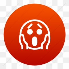 Iconsetc Flat Circle White On Red Gradient Classic - Fear Icon Red Emoji,Emoticon Screaming Face
