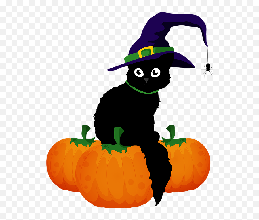 Black Cat With Hat And Pumpkins Gift For Halloween Throw Emoji,Black Cat Emoticon Facebook