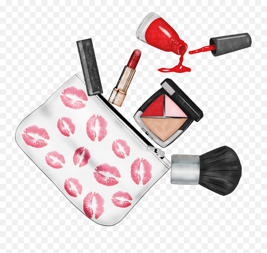 Makeupbag Essentials Sticker - Makeup Brush Set Emoji,Zipped Emoji