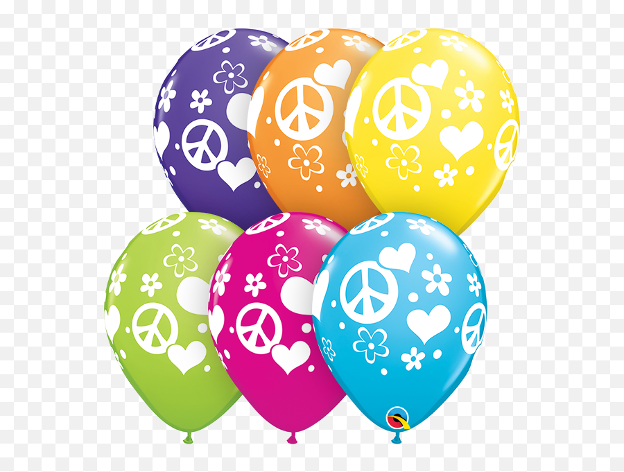 11u0027u0027 Peace Sign U0026 Hearts Tropical Asst - Inflated Emoji,Peace Emoticon Circle
