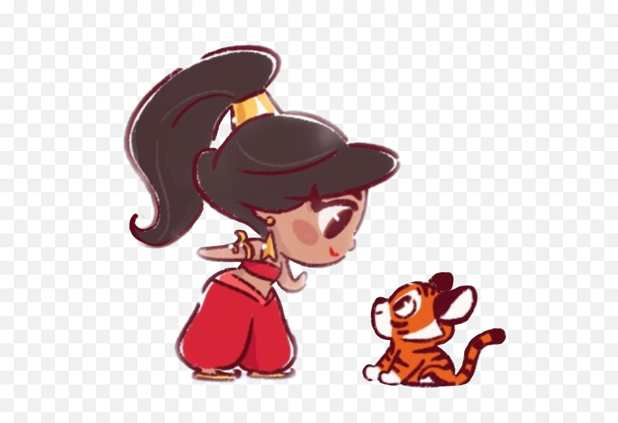 Disney Jasmine Tiger Cute Princess Sticker By May - Kawaii Disney Princesses Cute Emoji,Peincess Emoji Android