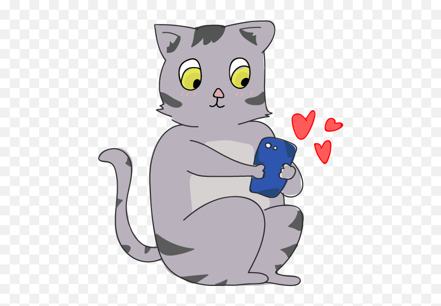 Funny Cat Emoji Stickers - Soft,Gray Cat Emoji