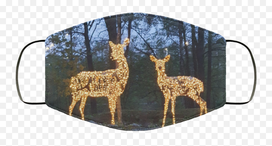 Reindeer Christmas Lights Face Mask - Cloth Face Mask Emoji,Whitetail Deer Emoji