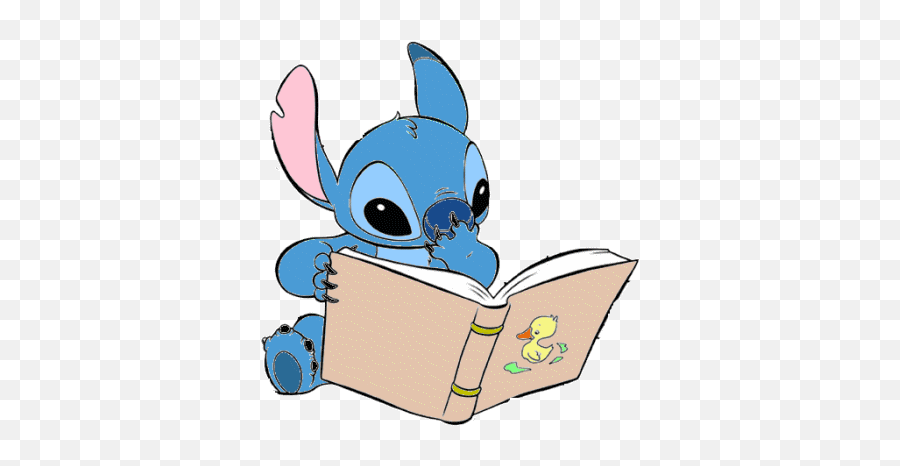Lilo And Stitch Gifs Disney Gifs - Cute Stitch Reading A Book Emoji,Emoticon Bergerak Lucu Gif