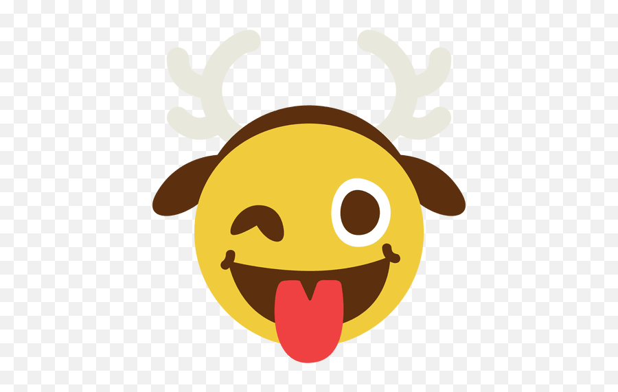 Tongue Wink Antler Face Emoticon 10 - Emoji Natal Png,Tongue In Cheek Emoticon