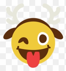 Tongue Wink Antler Face Emoticon 10 - Emoji Natal Png,Tongue In Cheek Emoticon
