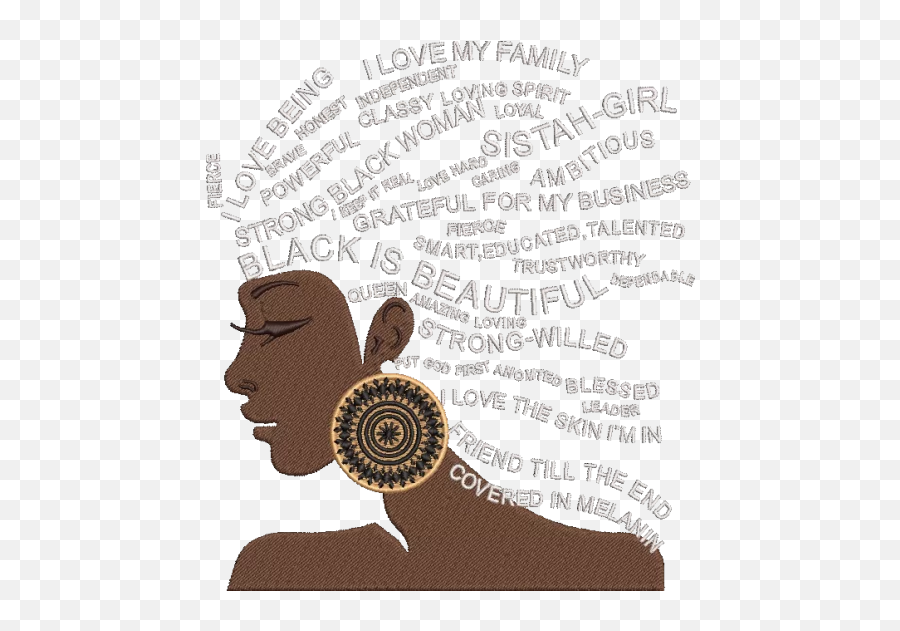 Black Afro Girl - Hair Design Emoji,Machine Embroidery Pattern Emotion