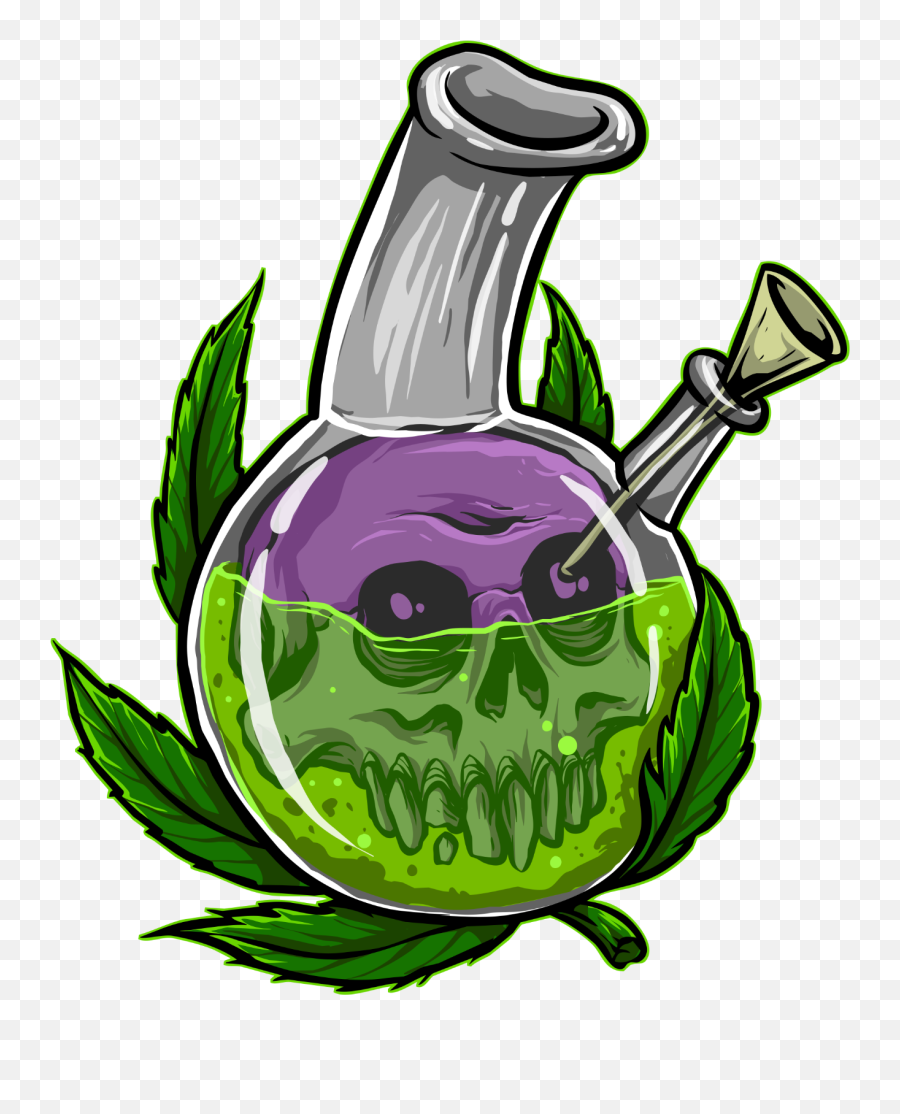 Skull Green Leaf 420 Smoke Sticker By Amanda - Dope Png Emoji,Marijuana Leaf Emoji