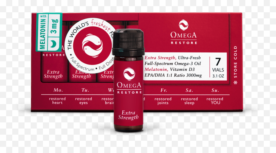 Omega Restore - 3000 Mg Epadha Omega3 With Melatonin Emoji,Happy Emotion Vial